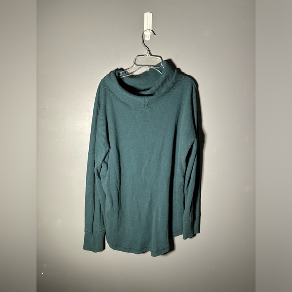 Maeve Ainsley Thermal Waffle Knit Dark Teal Turtleneck Size Large - Picture 3 of 6